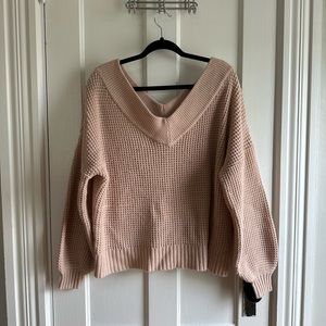 Pink puff sleeve sweater